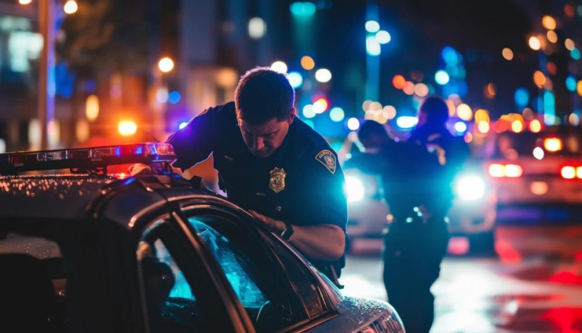 “Traffic police officer stopping car on road”